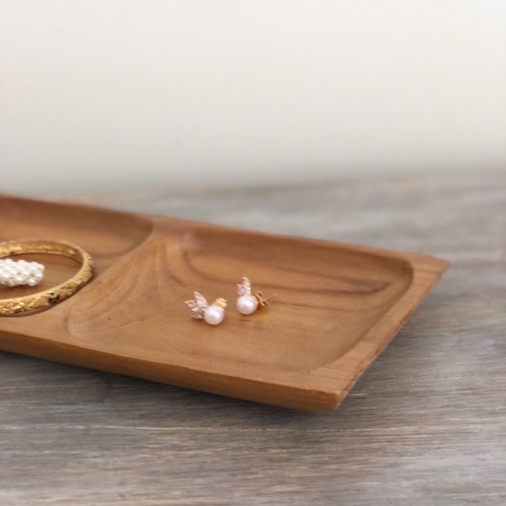 Vintage hand carved Teakwood trinket tray